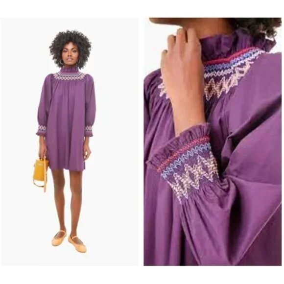 Tuckernuck Pomander Place Wrenley Smocked Dress in Plum Purple Size XS - Picture 1 of 9